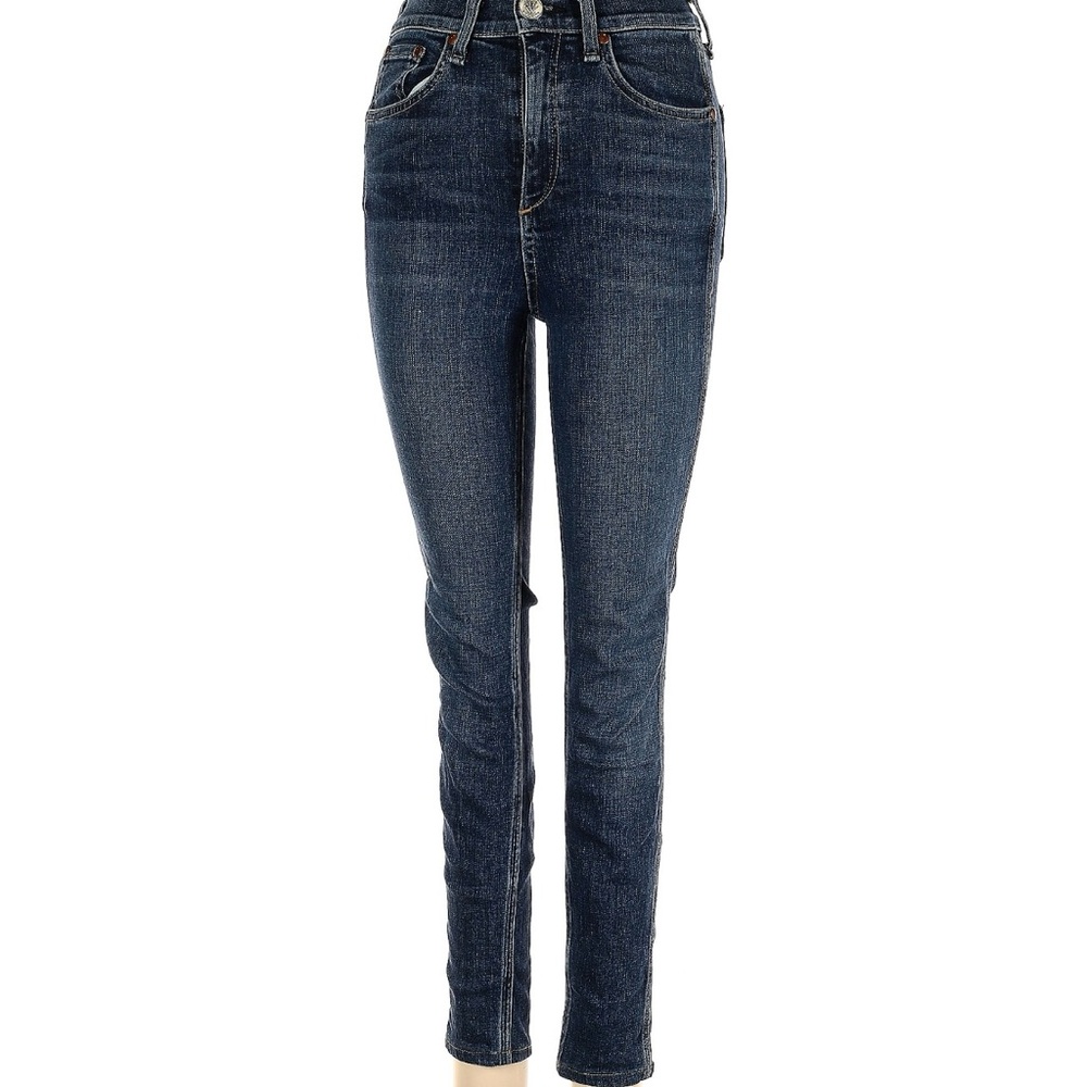 Rag and bone jeans, Harem, heart print, blue, dark wash, skinny leg cut,